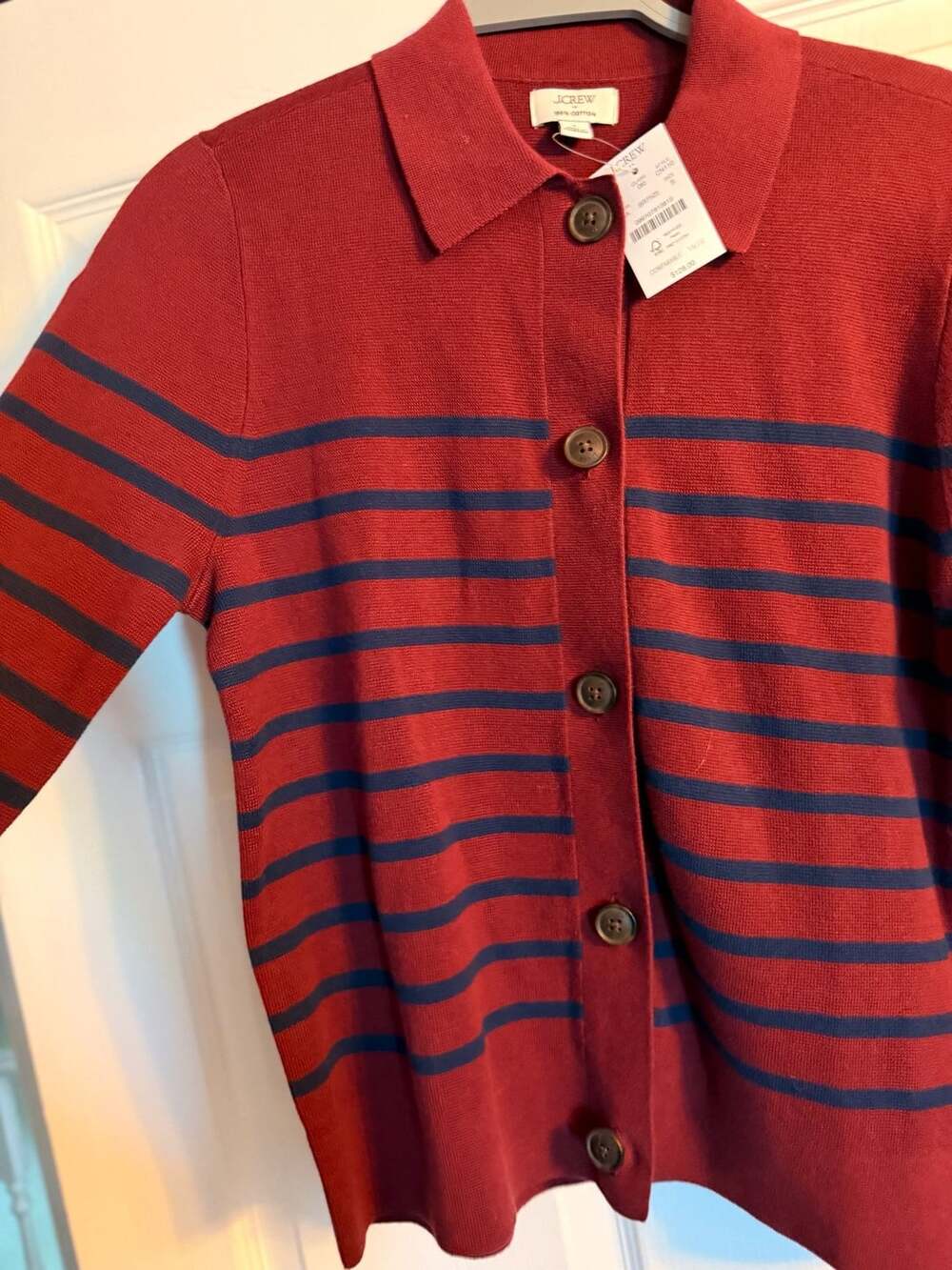 J.Crew Striped Collared Sweater-Jacket Size S - Picture 3 of 4